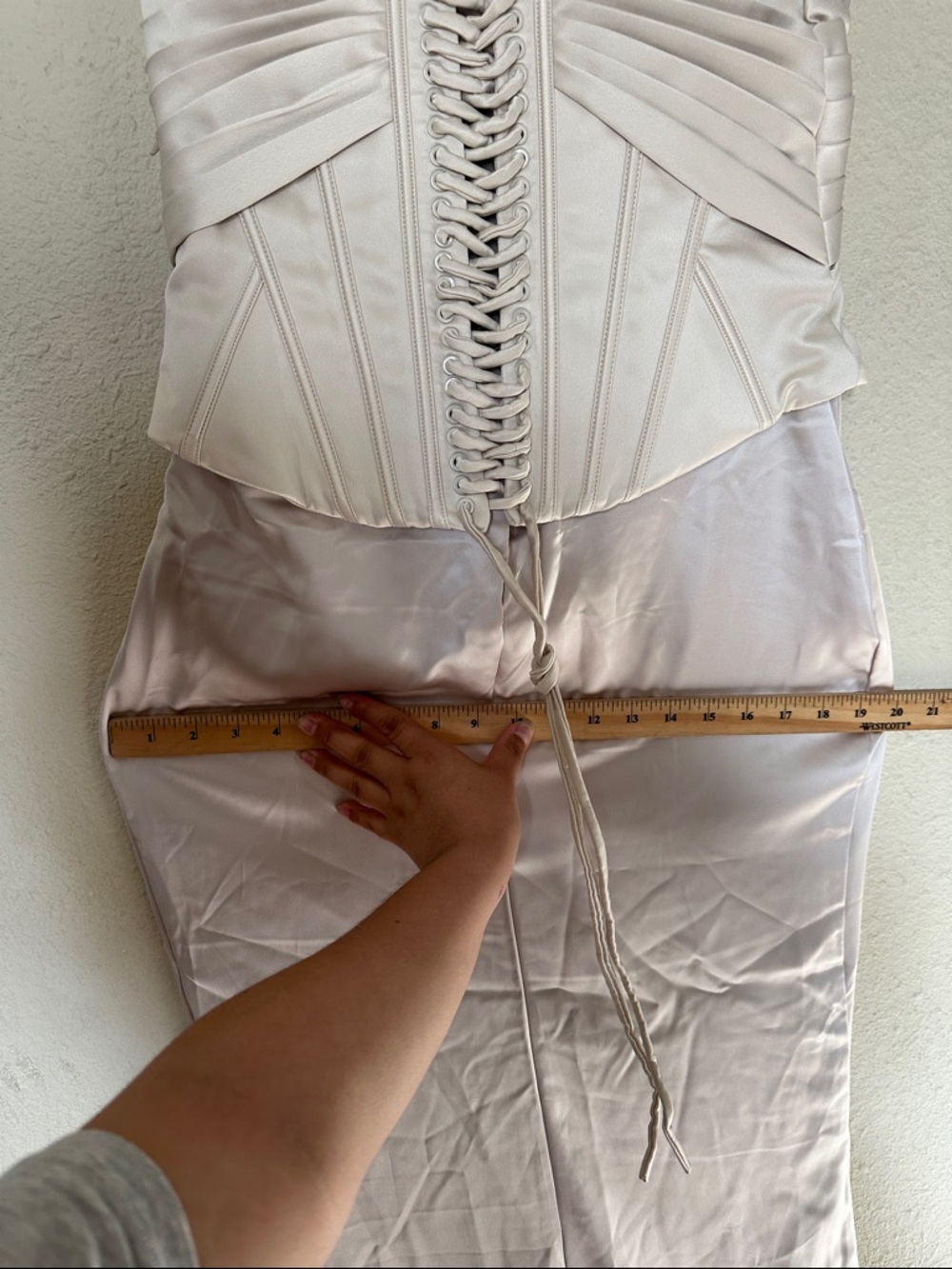 House of CB Eve size L A-C  Ivory Satin Corset Maxi Dress - Limited Edition - Picture 16 of 17